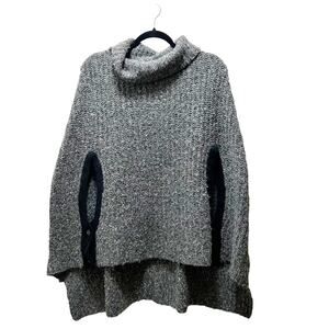 Something Else By Natalie Wood Gray Knit Turtleneck Shawl Pullover Sweater Sz L